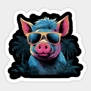 Retro Wave Happy Micro Pig Vibes Sticker